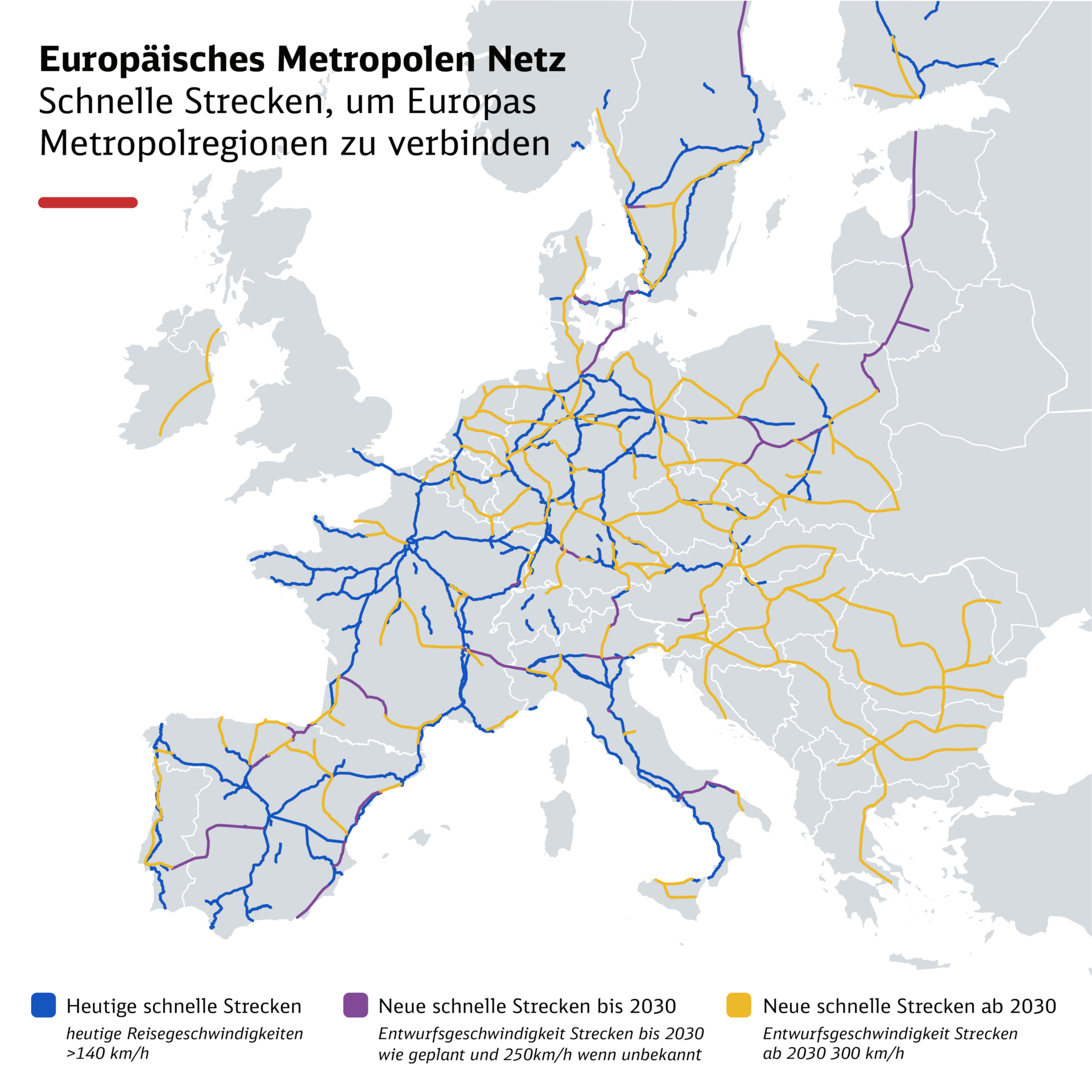 Red ferroviaria europea de alta velocidad. Imagen: Deutsche Bahn