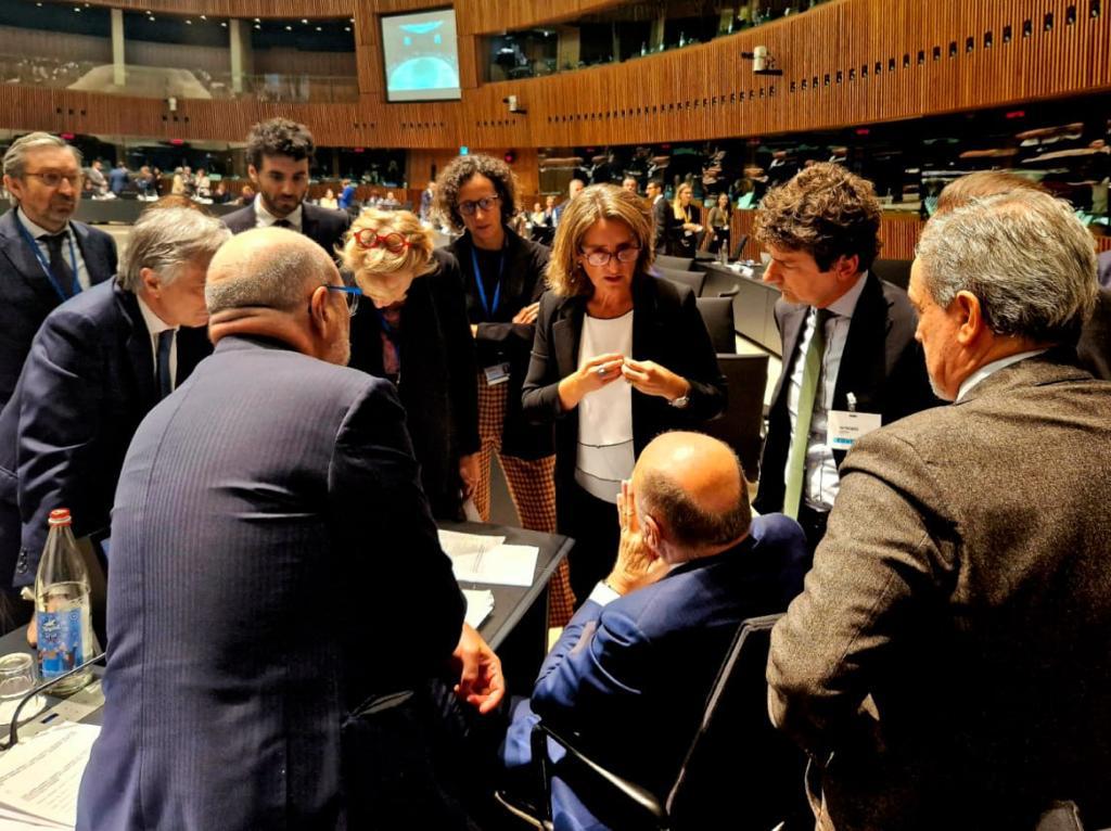 La vicepresidenta tercera y ministra para la Transición Ecológica en funciones, Teresa Ribera, en la reunión de los ministros de Medio Ambiente de la Unión Europea. FOTO: Miteco