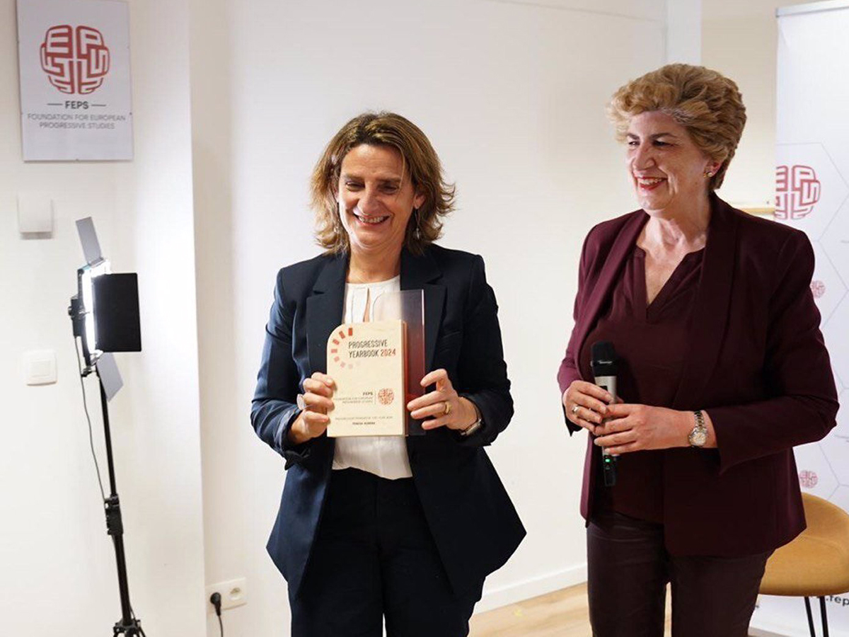 Teresa Ribera, premio 'Pregressive person of the year' por la Foundation for European Progressive Studies. FOTO: Foundation for European Progressive Studies