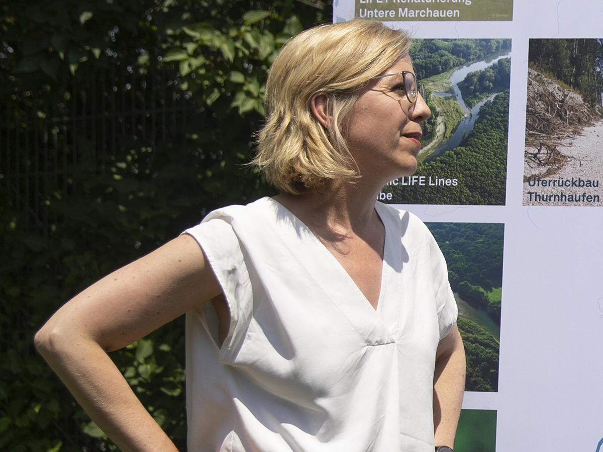 La ministra de Energía de Austria, Leonore Gewessler. FOTO:  Alex Halada
