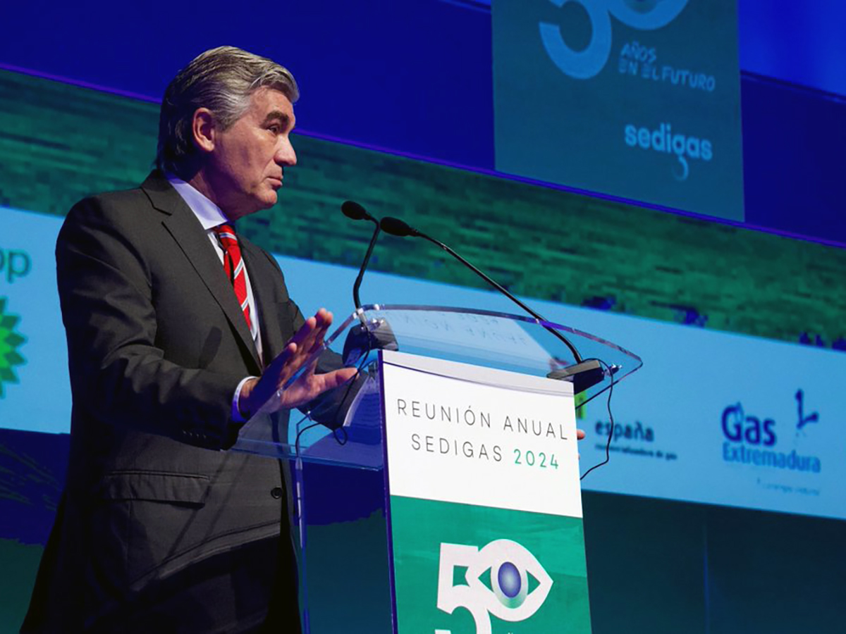 El presidente ejecutivo de Naturgy, Francisco Reynés, habla del biometano en la 50 Reunión Anual de Sedigás. FOTO: Sedigás