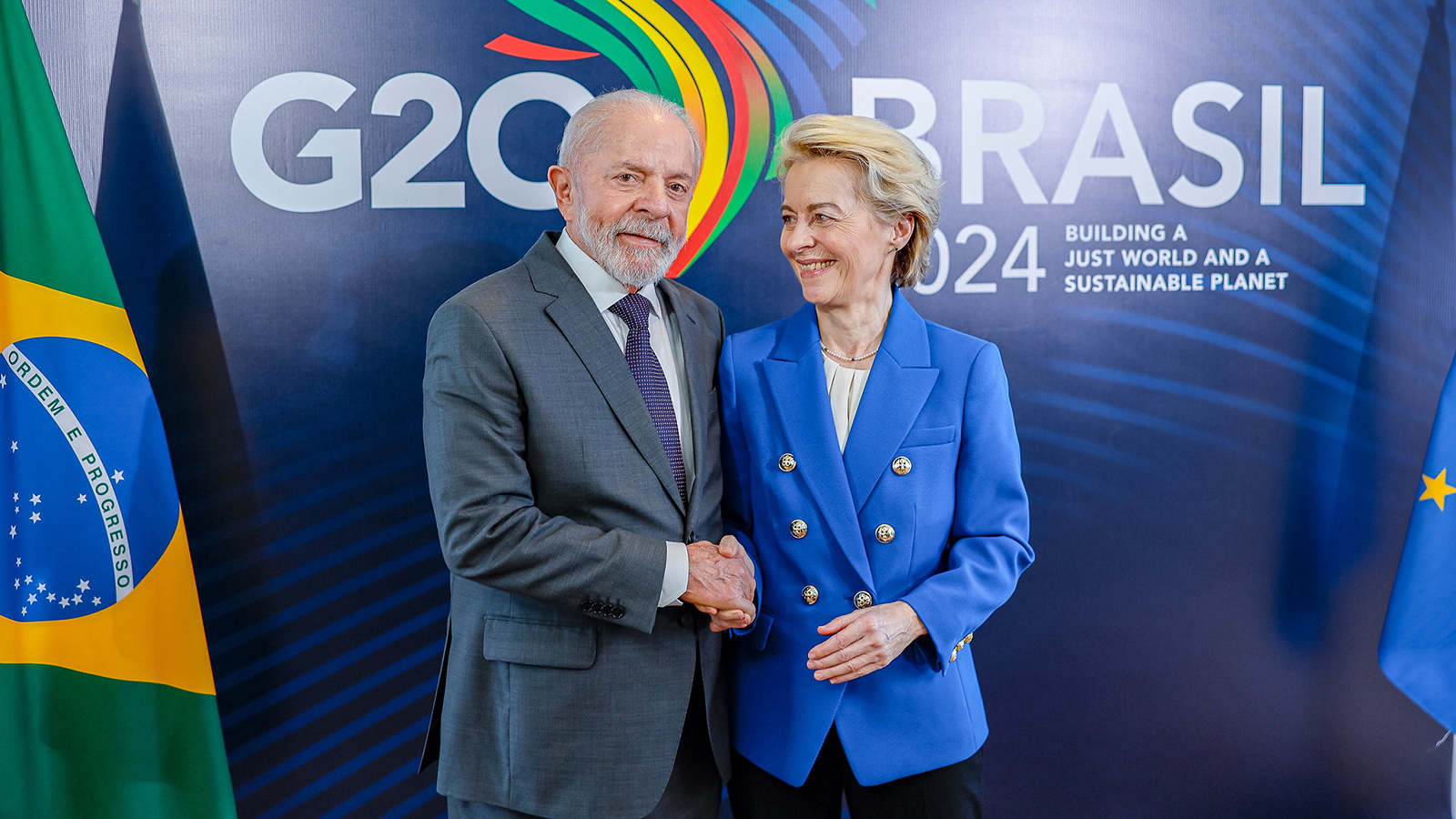 El presidente de Brasil, Luiz Inácio Lula da Silva, durante la reunión con la presidenta de la CE, Ursula von der Leyen, en el G20.