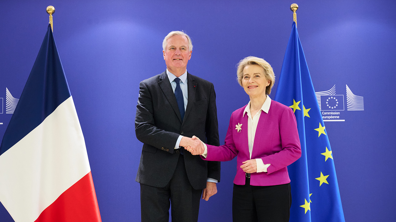 El primer ministro de Francia, Michel Barnier, y Ursula von der Leyen.