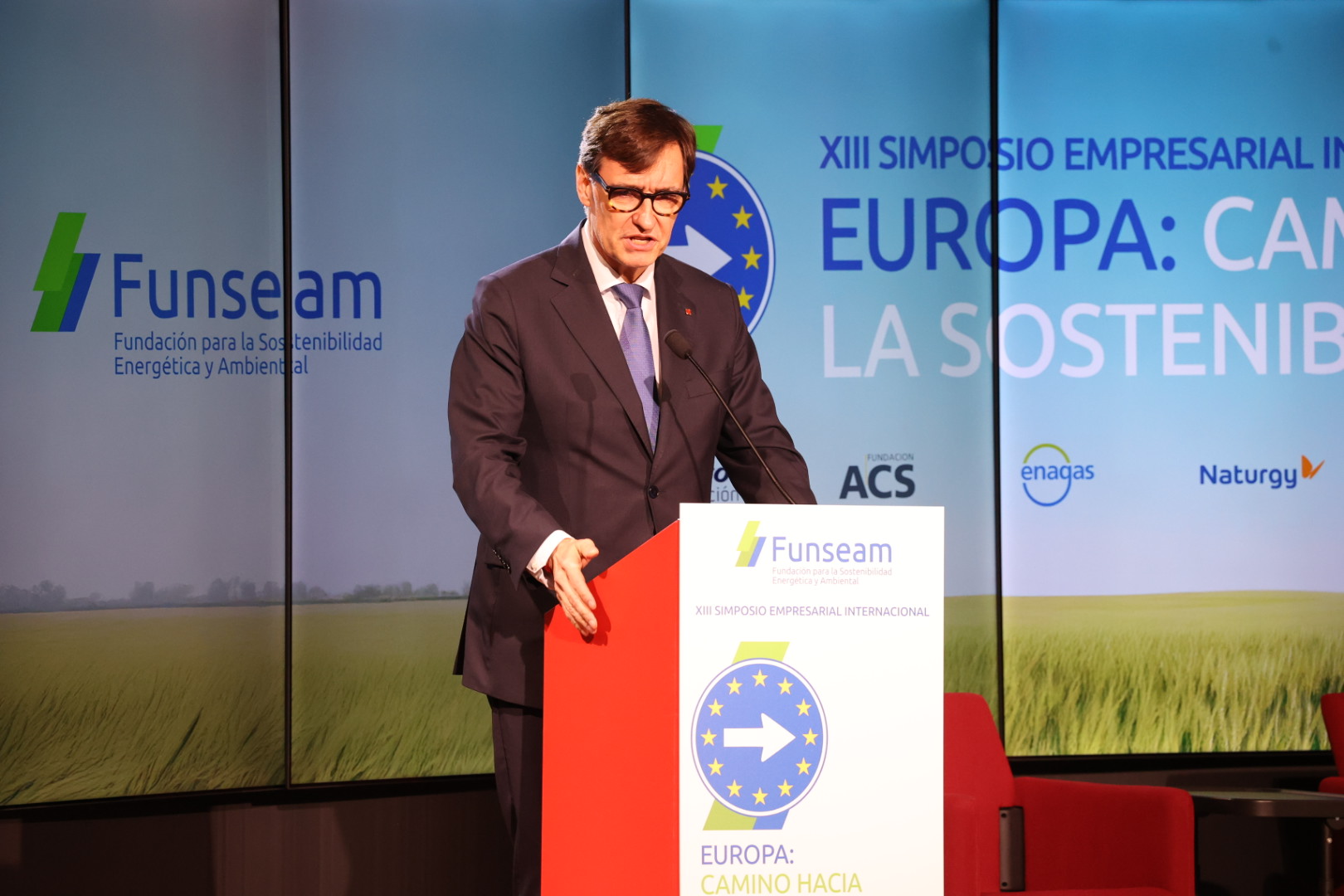 Salvador Illa, durante un discurso en la Funseam.