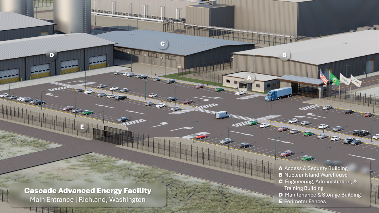 He aquí un primer vistazo de cómo lucirá esta instalación de reactor modular pequeño (SMR). - X-energy /></p><p>A través de su <a href=