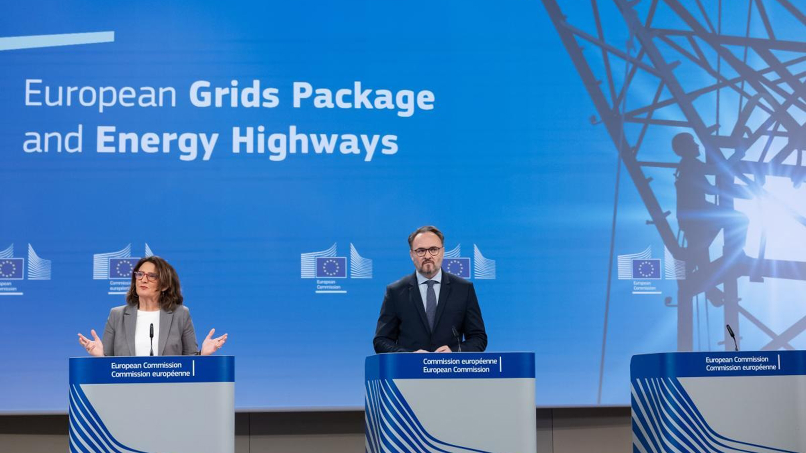 Teresa Ribera, vicepresidenta ejecutiva de la Comisión Europea para una transición limpia, justa y competitiva, y Dan Jørgensen, comisario europeo de Energía y Vivienda. - Aurora Martignoni