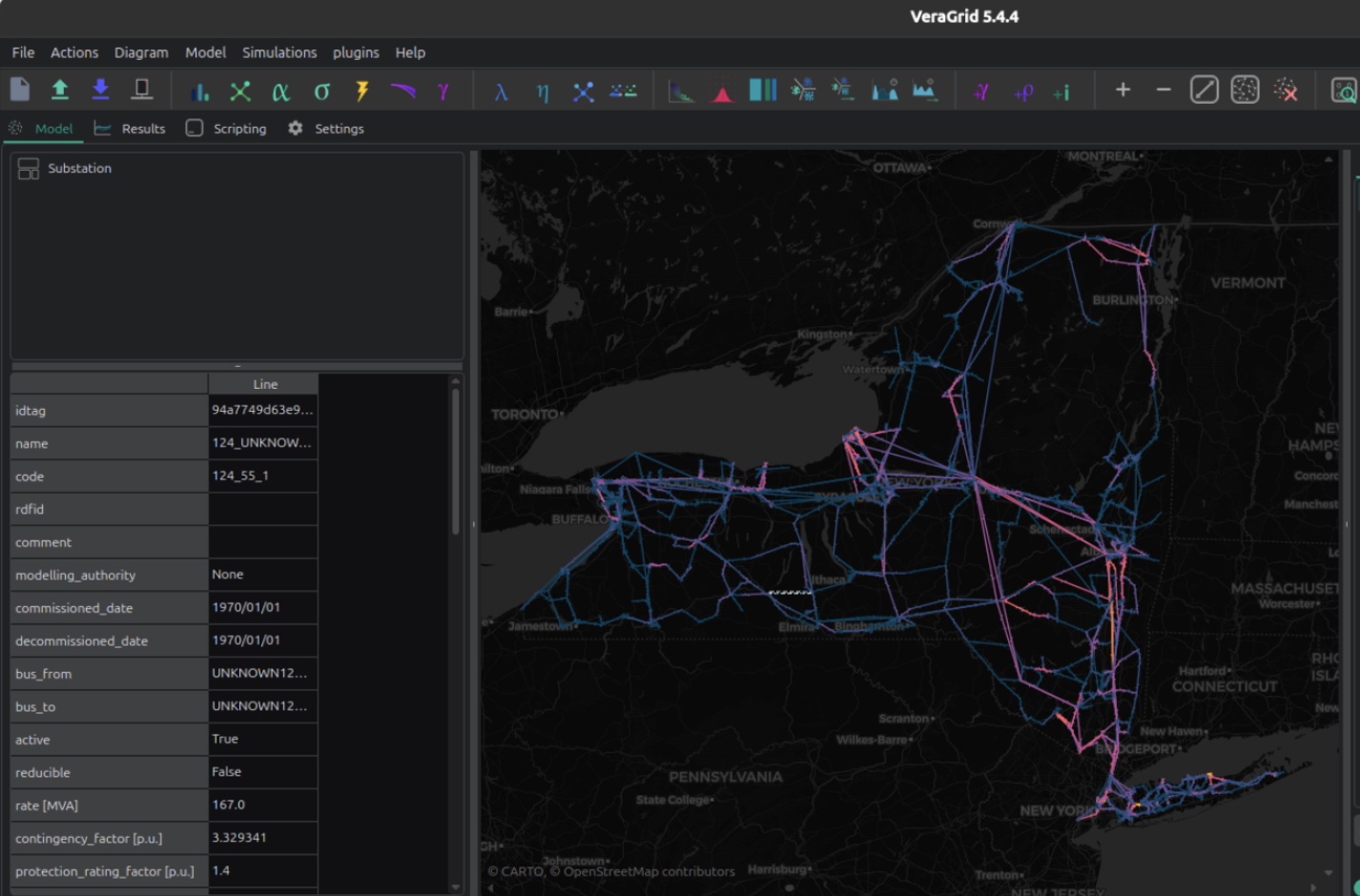  /></p><p>VeraGrid puede realizar todos los <strong>estudios de estado estacionario</strong> fundamentales (por ejemplo, flujo de potencia, análisis de contingencia N-1, cálculos de cortocircuito), así como <strong>análisis de optimización y planificación</strong> (flujo de potencia óptimo para despacho económico y fijación de precios, análisis de capacidad de acogida, optimización de expansión de red, etc.).</p>
<p>Incluye algoritmos avanzados para manejar redes dominadas por renovables y redes ricas en electrónica de potencia. Por ejemplo, VeraGrid tiene módulos para <strong>capacidad de acogida nodal</strong> (cálculo de cuánta generación o carga adicional puede admitir un nudo), <strong>simulaciones estocásticas</strong> e incluso estudios de <strong>estabilidad dinámica</strong>.</p>
<p>En la plataforma eRoots, estas capacidades se traducen en características como indicadores de margen de capacidad, previsiones de riesgo de limitación y métricas de fiabilidad de la red disponibles para el usuario final. Dado que VeraGrid está altamente optimizado (con opciones como un motor acelerado con C++ para cálculos pesados), eRoots puede procesar modelos grandes rápidamente, <strong>convirtiendo lo que podrían ser horas de análisis</strong> <em><strong>offline</strong></em> <strong>en retroalimentación visual instantánea en el mapa</strong>.</p>
<h3>Cómo funcionan eRoots + VeraGrid juntos</h3>
<p>eRoots proporciona la interfaz orientada al usuario y la visualización de datos, mientras que VeraGrid se encarga del modelado de alta exigencia detrás de escena.</p>
<p>Cuando un usuario selecciona un escenario o alterna una simulación (por ejemplo, proyectando el estado de la red en <strong>2028</strong> con ciertas nuevas plantas en funcionamiento), VeraGrid ejecuta los cálculos de flujo de potencia en el modelo.</p>
<p><img src=